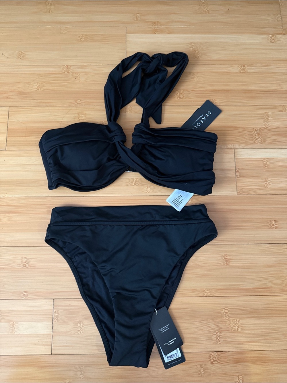 Seafolly Black Twist Bandeau High-Waist Bikini